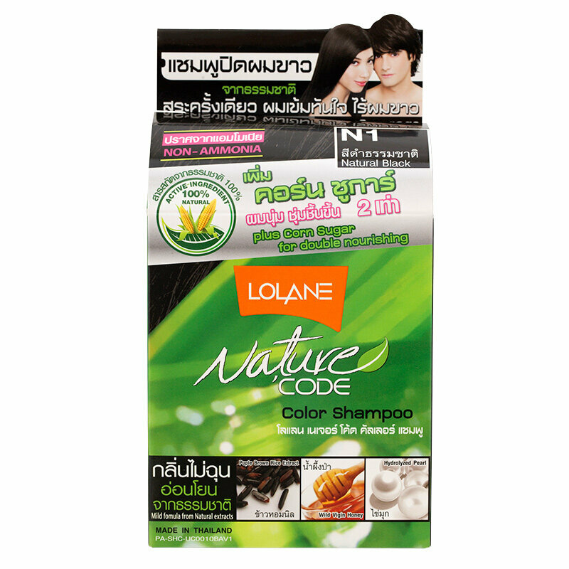 Оттеночный без аммиачный шампунь Lolane Nature "Code" с жемчугом №1 Natural Dark (чёрный).