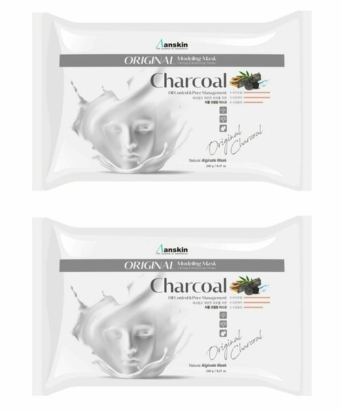 ANSKIN Original Маска для лица Charcoal Modeling Mask запасной блок 240гр - 2 штуки