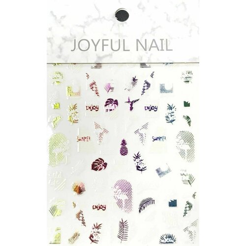 Наклейки для дизайна ногтей JOYFUL NAIL - веточки разноцветные, 1 упаковка