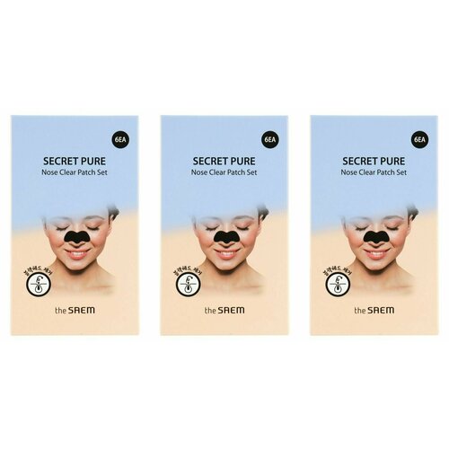 THE SAEM Маска-патч для очищения кожи носа Secret Pure Nose Clear Patch Set 6шт- 3 штуки патчи для проблемной кожи the saem see