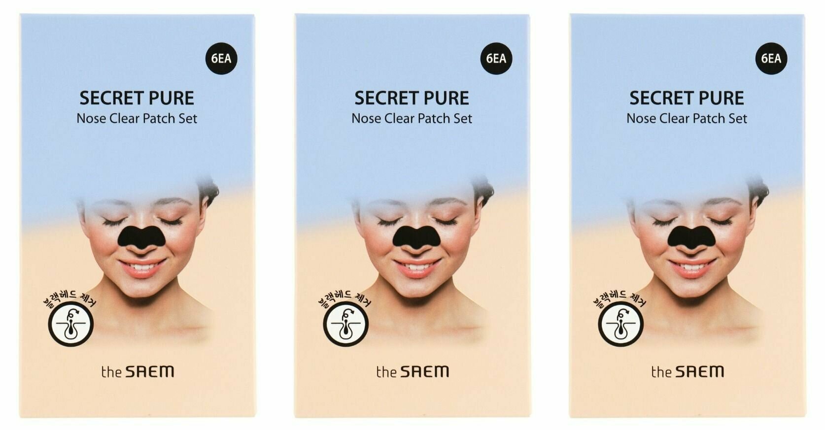 THE SAEM Маска-патч для очищения кожи носа Secret Pure Nose Clear Patch Set 6шт- 3 штуки