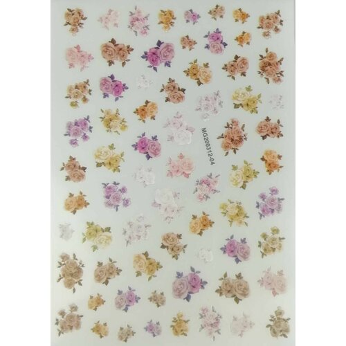 Наклейки для ногтей - разноцветные розы, 1 шт