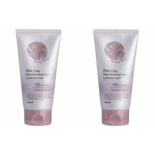 Welcos Kwailnara Пенка для умывания с розовой глиной Cleansing Story Deep Cleansing Foam, Pink Clay, 150 гр, 2 шт