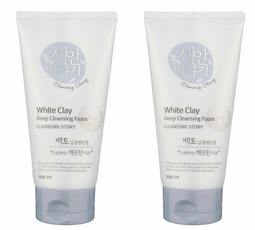 Welcos Kwailnara Пенка для умывания с белой глиной Cleansing Story Foam Cleansing, White Clay, 150 гр, 2 шт