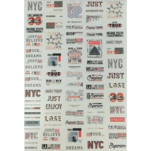 Наклейки для ногтей - американская тематика разноцветная , 1 шт