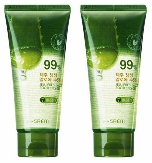 The Saem Гель с алоэ универсальный увлажняющий Jeju Fresh Aloe Soothing Gel, 120 мл, 2шт