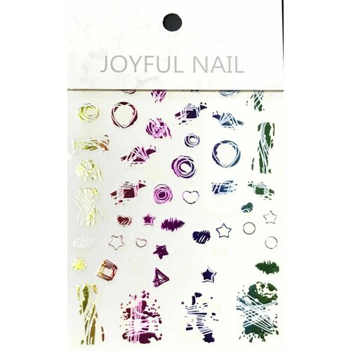 Наклейки для ногтей JOYFUL NAIL - рисунки на стене, разноцветные, 1 шт