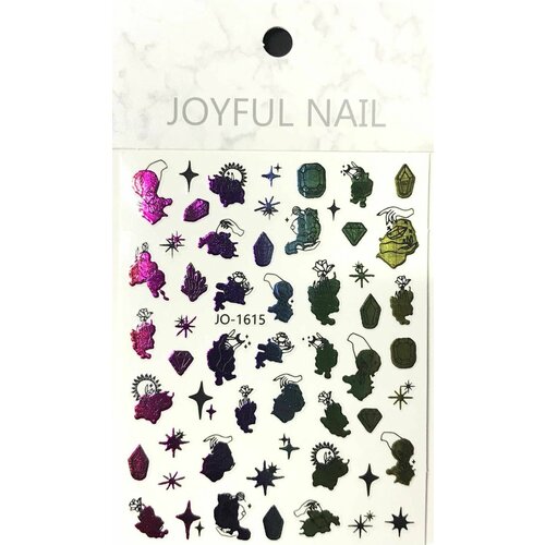 Наклейки для дизайна ногтей JOYFUL NAIL - астрология, разноцветные рисунки, 1 упаковка наклейки для ногтей joyful nail кленовые листья цвет серебристый 1 шт