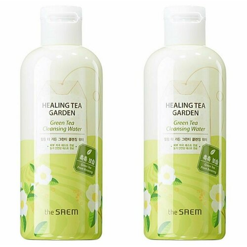 The Saem Vegan Средство для снятия макияжа Healing Tea Garden Green Tea Cleansing Water, 300 мл, 2 шт очищающая вода с экстрактом зеленого чая healing tea garden green tea cleansing water вода 300мл новый дизайн