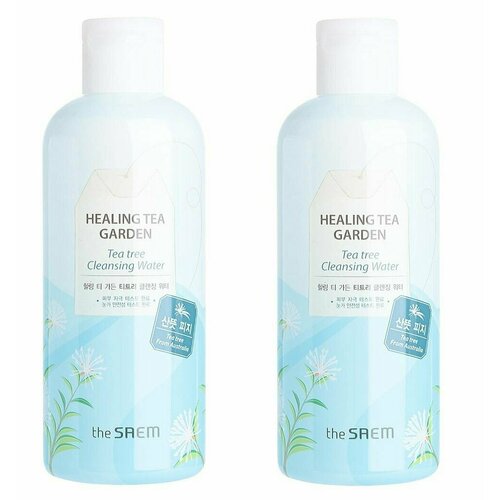 The Saem Vegan Средство для снятия макияжа Healing Tea Garden Tea Tree Cleansing Water, 300 мл, 2шт the saem очищающая вода для чувствительной кожи с экстрактом ромашки healing tea garden chamomile cleansing water 300мл