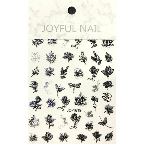 Наклейки для ногтей JOYFUL NAIL - осень, цвет черный, 1 шт