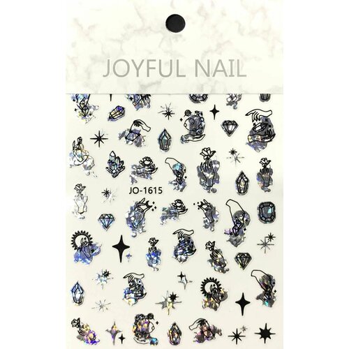 Наклейки для ногтей JOYFUL NAIL - магия, цвет серебристый, 1 шт