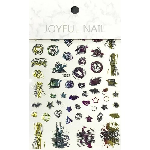 Наклейки для дизайна ногтей JOYFUL NAIL - абстракции разноцветные, 1 упаковка наклейки для ногтей kasi sd 57 рождественские украшения разноцветные 1 упаковка