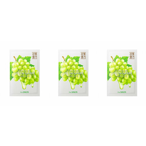 The Saem Маска тканевая для лица Natural Green Grape Mask Sheet, 21 мл, 3 шт