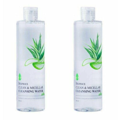 Deoproce Мицеллярная вода с экстрактом алоэ вера Clean & Micellar Cleansing Water Aloe, 300 мл, 2 шт мицеллярная вода jigott очищающая вода с экстрактом граната