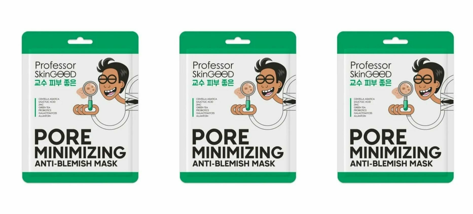 Professor SkinGOOD Маска для проблемной кожи Pore Minimizing Anti-Blemish Mask, 3 штуки