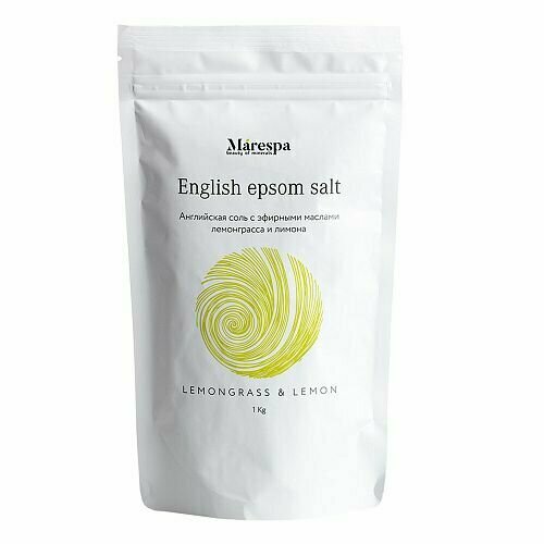 Соль для ванны English epsom salt с натуральным эфирным маслом лемонграсса, лимона и иланг-иланг 1000 г