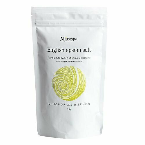 Соль для ванны English epsom salt с натуральным эфирным маслом лемонграсса, лимона и иланг-иланг 1000 г