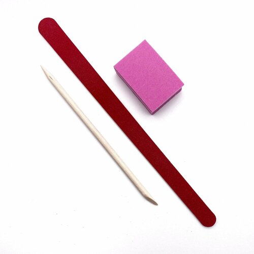 Zoo Nail Art 1540 Индивидуальный набор для маникюра (пилка красная 180/220 грит, баф 100/180 грит, апельсиновая палочка)