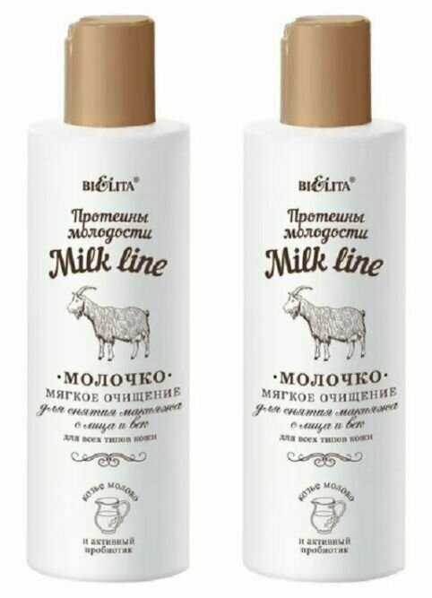 Белита Молочко для снятия макияжа с лица и век Milk Line, 200 мл, 2 шт