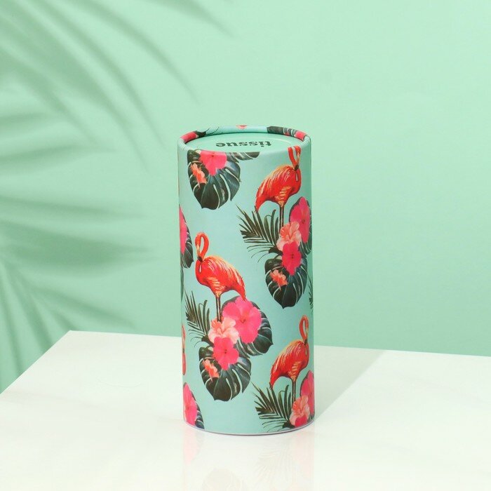 фото Салфетки в тубусе 50 шт, 2 слоя "Фламинго" 9612220