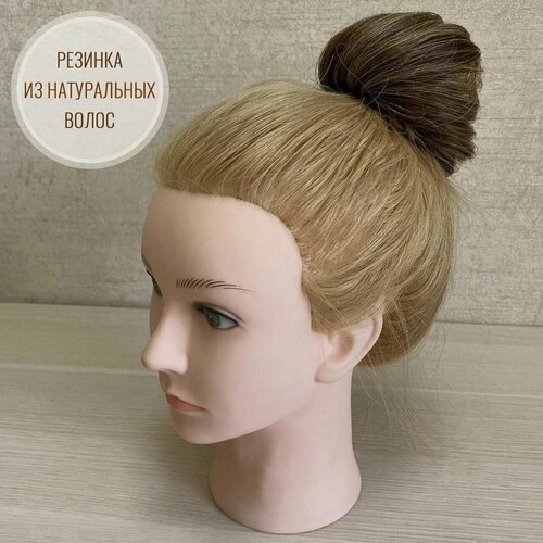 Изображение товара Пучок на резинке из натуральных волос -коричневый с мелированием #4/27