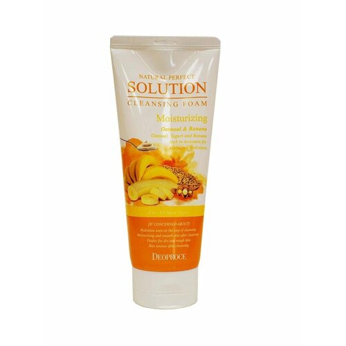 DEOPROCE NATURAL PERFECT SOLUTION CLEANSING FOAM OATMEAL & BANANA Увлажняющая пенка для умывания с экстрактами овса и банана 170г