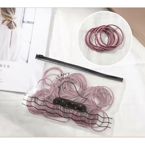Набор резинок для волос в пластиковой сумке, 50 шт, цвет коричневый набор резинок для волос цвет конфетный
