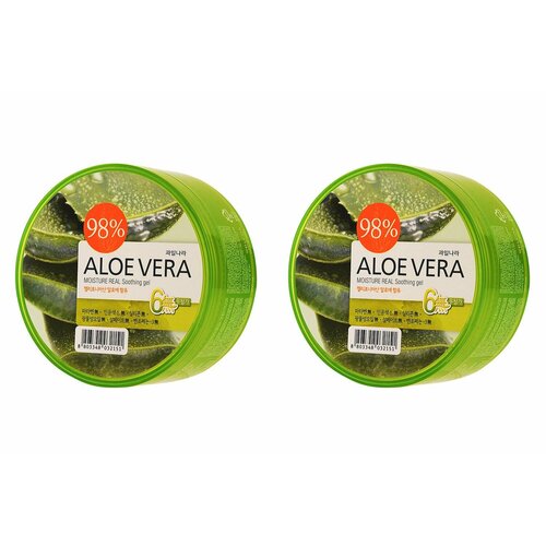 Welcos Kwailnara Гель Aloe vera Moisture Real Soothing Gel, 300 мл, 2 шт гель универсальный c алоэ aloe vera soothing gel 98% 300г