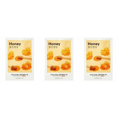 Missha Маска для лица питательная для огрубевшей сухой кожи Airy Fit Honey, 19 г, 3 штуки