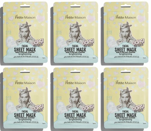 PETITE MAISON Осветляющая маска для лица FACIAL SHEET MASK BRIGHTENING 25мл, 6уп.