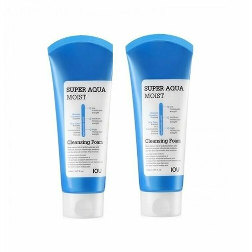 Welcos Пенка для лица увлажняющая с гиалуроновой кислотой Iou Super Aqua Moist Cleansing Foam, 150 мл, 2 шт эмульсия пенка для умывания лица welcos iou super aqua moist liquid cleansing foam 500 мл