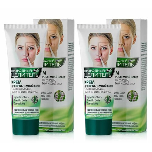 Крем для проблемной кожи Природный целитель корень солодки, лапчатка, кора дуба 75мл х 2 шт