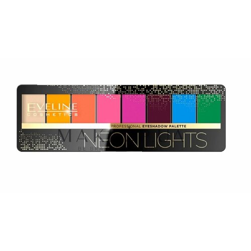 Eveline Тени д/век Professional Eyeshadow палетка N 06 NEON lights/неон ламп (8 тонов), 9,6гр