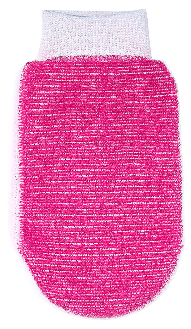 Мочалка для тела Eva / Ева М51051 German Quality рукавица Ladies массажная двусторонняя из полиэстера розовая 23х12см / губка для душа