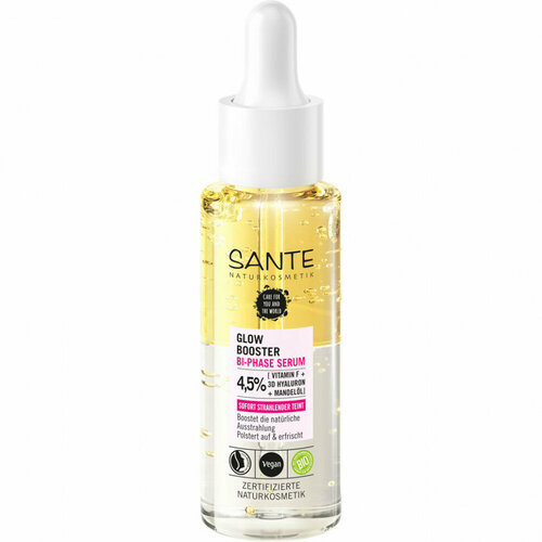 SANTE Glow Boost Двухфазная сыворотка с 3D гиалуроном, витамином F и миндалем 30 мл