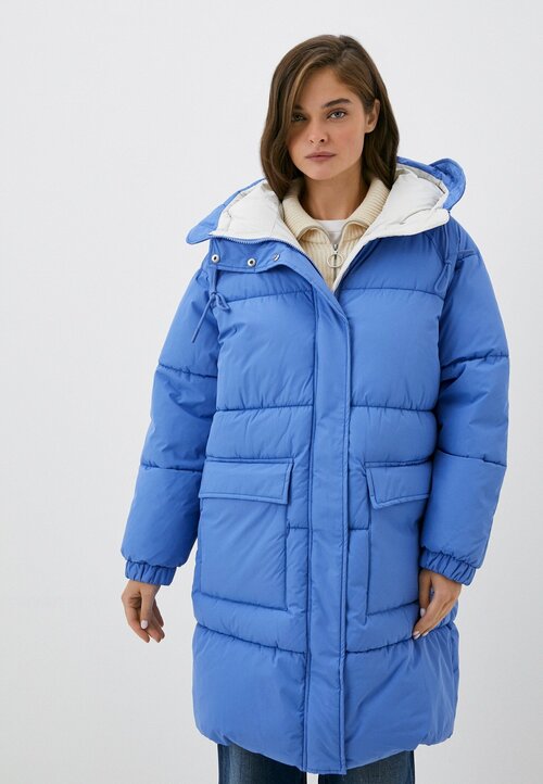 куртка  Befree демисезонная, удлиненная, силуэт свободный, ветрозащитная, для беременных, карманы, влагоотводящая, капюшон, герметичные швы, размер M, голубой