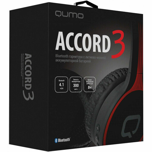 Bluetooth гарнитура Qumo Accord 3 BT 0022 серые накладная Bluetooth 42 300 мА-ч до 6х часов в режиме разговора 159900₽