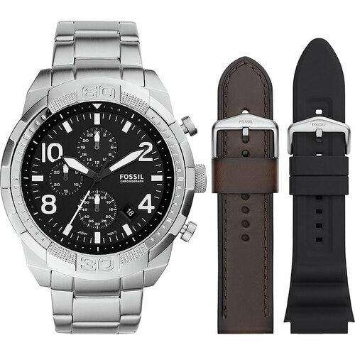 фото Наручные часы fossil fs5968set, серебряный, черный