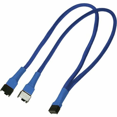 Разветвитель Nanoxia 4-pin PWM в 2 х 4-pin PWM, 30см, blue NXPWY30B разветвитель y кабель для сервоприводов 15 см 57