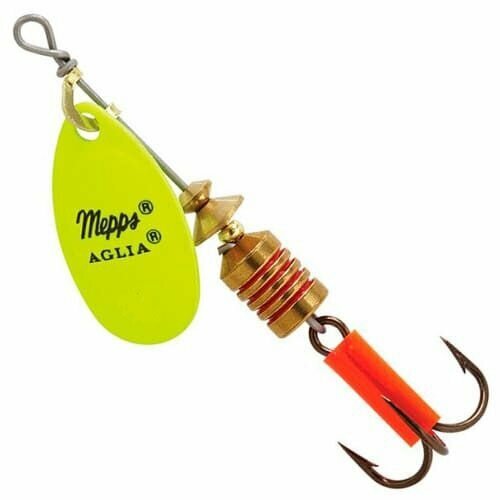 Блесна вращающаяся для рыбалки Mepps AGLIA FLUO, 2, Chartreuse, комплект из 5 штук