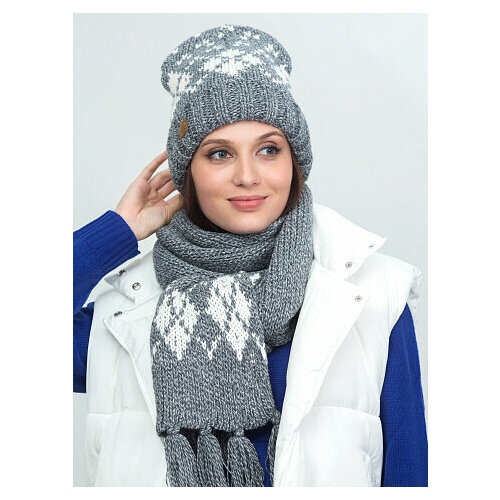 фото Шарф fomas, one size, серый, бежевый