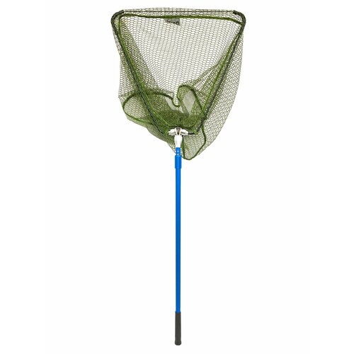 Подсачек треугольный DAYO прорезиненная зеленая сетчатая ткань, синяя ручка 60см/240см