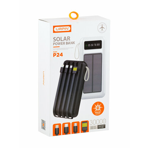 Внешний аккумулятор с солнечной батареей powerbank Urpin P24 30000mAh 200000₽
