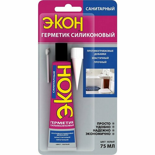 3002430 Герметик Экон 3002430 силиконовый санитарный белый 70 мл на БЛ-1 цена за 1 шт 311₽