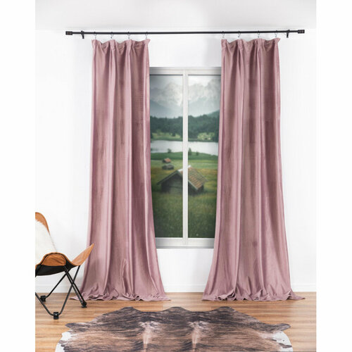 Комплект штор HOLLAND вельвет 200х270см, однотон пудровая роза 2шт, 6187910