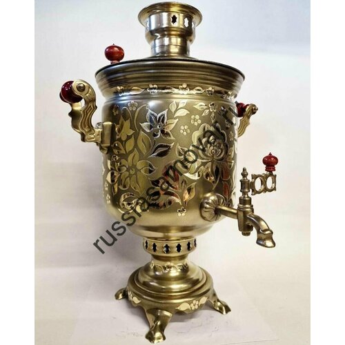 Самовар угольный золотой патинированный 