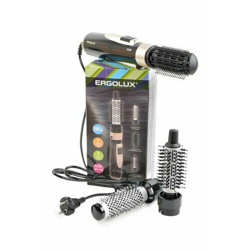 Фен-щетка ERGOLUX с 3 насадками черныйзолото ELX-HD04-C64 1000Вт 230300₽