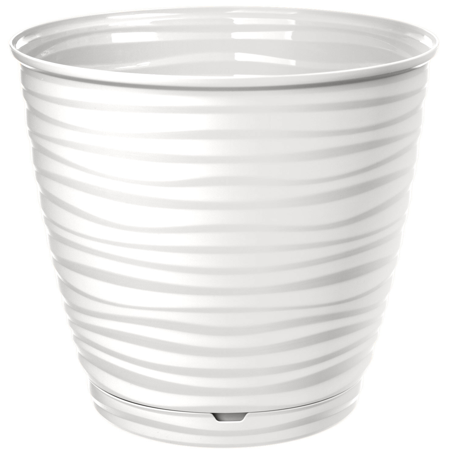 5 x Горшок для цветов Saffron 1,5л с поддоном (белый) 221610129/01 Пластмасса Хомвер (Комплект из 5 штук)