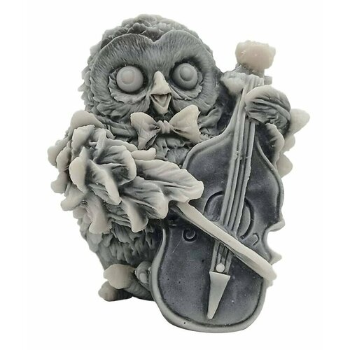 Статуэтка Сова музыкант виолончелист 5 см мраморная крошка